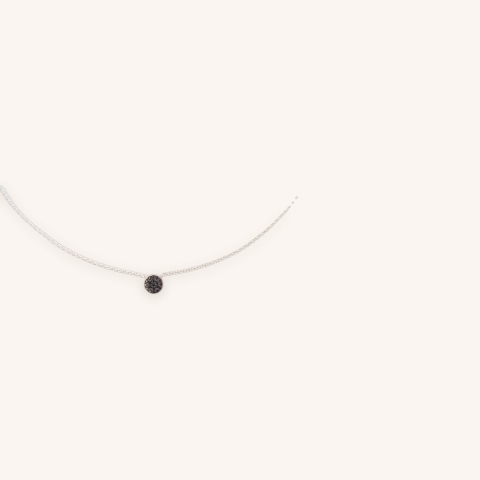 Shiny black silver necklace - Pomme Cannelle