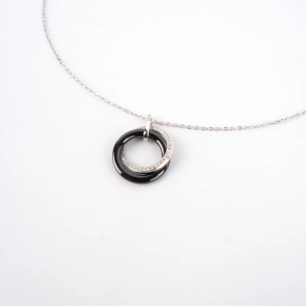 Collier céramica noir en argent - Pomme Cannelle
