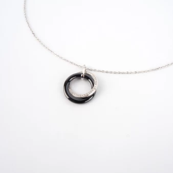 Black ceramic silver necklace - Pomme Cannelle