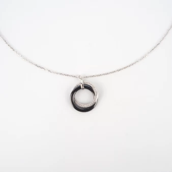 Black ceramic silver necklace - Pomme Cannelle