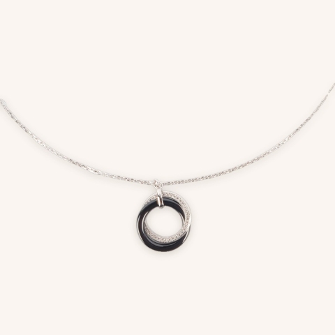 Black ceramic silver necklace - Pomme Cannelle