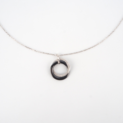 Collier céramica noir en argent - Pomme Cannelle