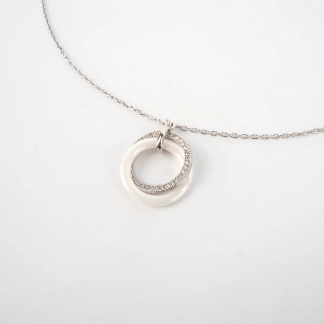 Collier céramica blanc en argent - Pomme Cannelle