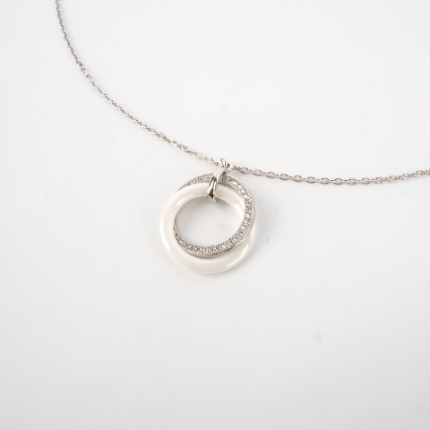 White ceramic silver necklace - Pomme Cannelle