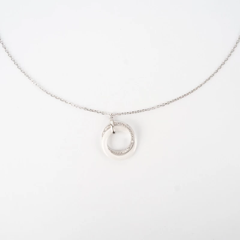 White ceramic silver necklace - Pomme Cannelle