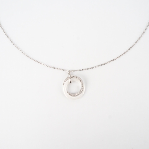 Collier céramica blanc en argent - Pomme Cannelle