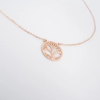 Collier arbre de vie en acier rose - Zag Bijoux