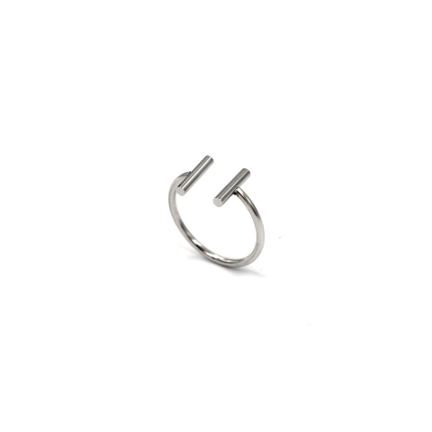 Bague double barrette en acier - Zag Bijoux