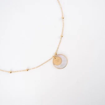 Thaïs necklace marbled pearly steel gold - Zag Bijoux