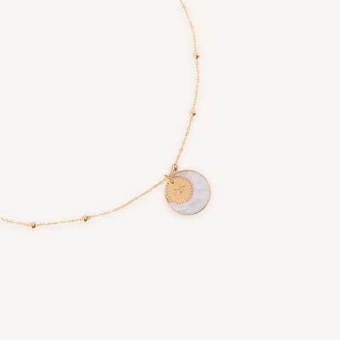 Thaïs necklace marbled pearly steel gold - Zag Bijoux