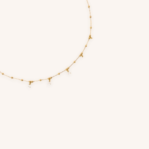 White agate cluster necklace gold steel - Zag Bijoux