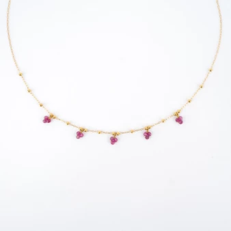 Indian ruby cluster necklace gold steel - Zag Bijoux
