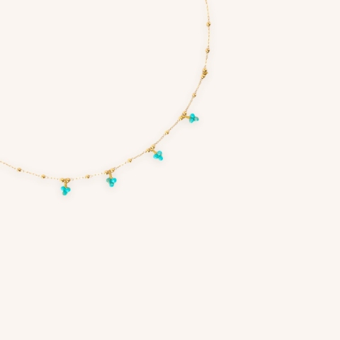 Collier grappes turquoise en acier or jaune - Zag Bijoux