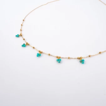 Turquoise cluster necklace gold steel - Zag Bijoux