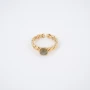 Square stone ring labradorite steel gold - Zag Bijoux