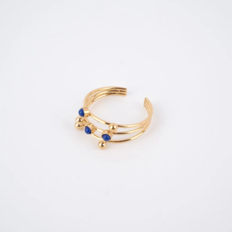 Lapis lazuli stone ring in gold steel - Zag Bijoux
