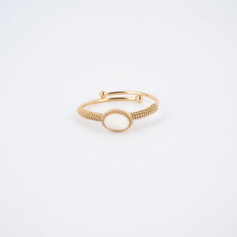 Oval stone pearly gold ring - Zag Bijoux - Zag Bijoux