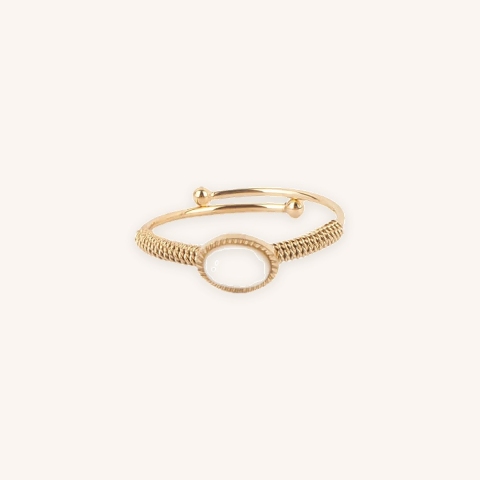 Oval stone pearly gold ring - Zag Bijoux - Zag Bijoux