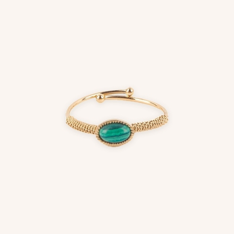 Oval stone malachite gold ring - Zag Bijoux - Zag Bijoux