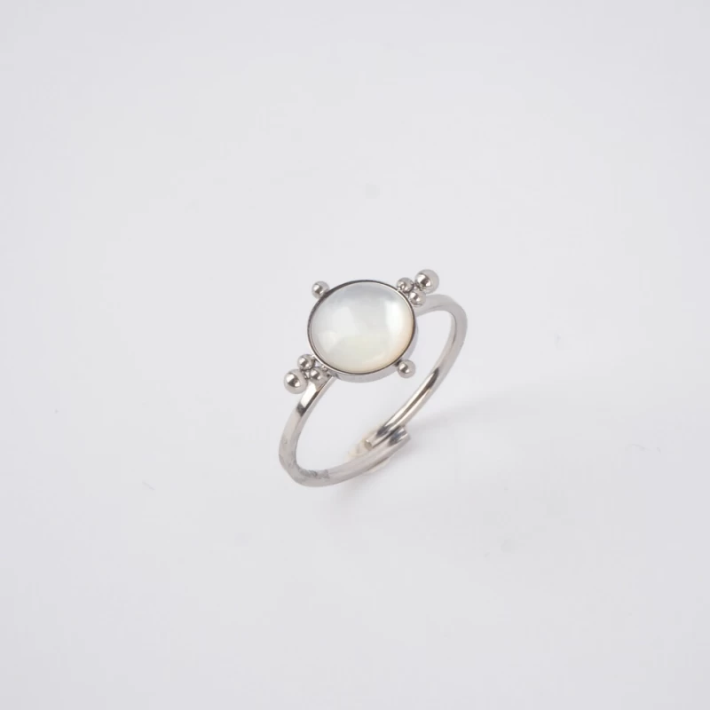 Compass mother of pearl silver ring - Zag Bijoux