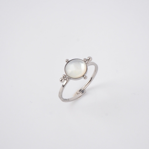Bague boussole en acier et nacre - Zag Bijoux