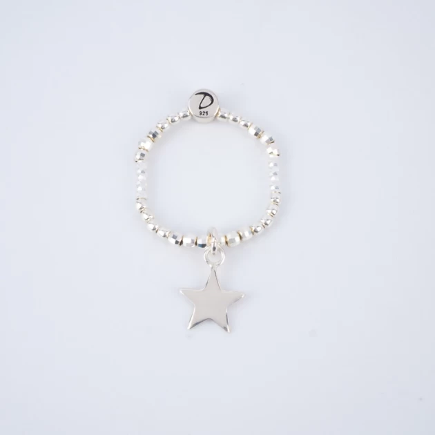 Silver star elastic ring -...