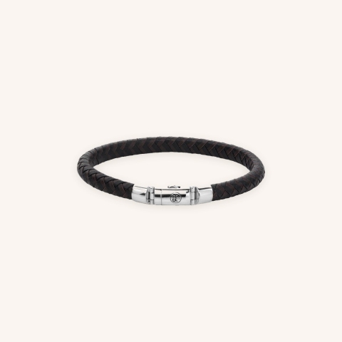 Half Round Braided Black-Earth en cuir - Rebel & Rose