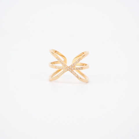 Bague Croisette en acier or jaune - Zag Bijoux