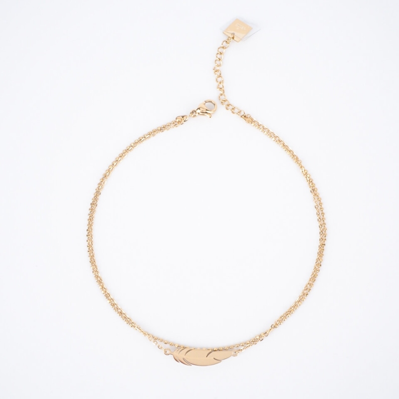 Feather gold anklet chain - Zag Bijoux