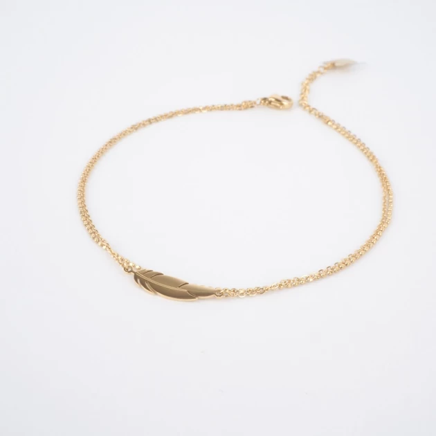Feather gold anklet chain -...
