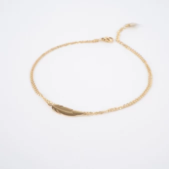 Feather gold anklet chain - Zag Bijoux