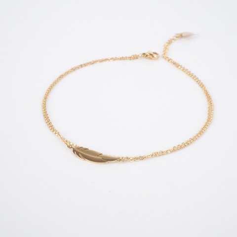 Chaine de cheville Plume en acier or jaune - Zag Bijoux