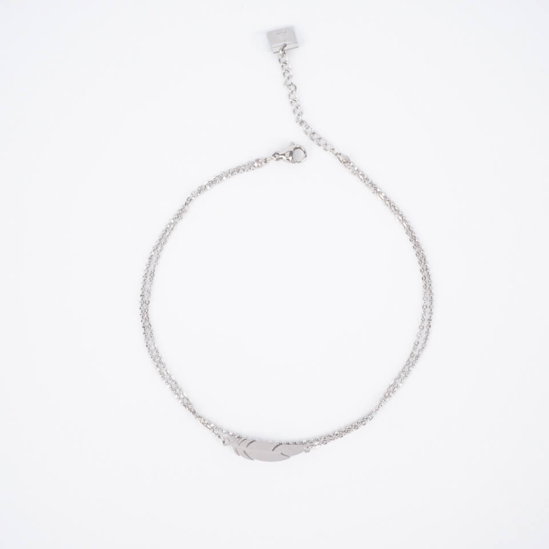 Feather silver anklet chain - Zag Bijoux