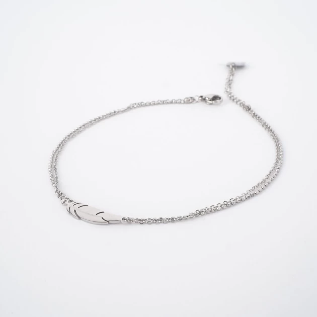 Feather silver anklet chain - Zag Bijoux