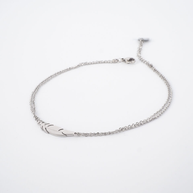 Feather silver anklet chain - Zag Bijoux