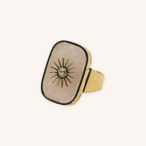 Stone sun white gold ring - Zag Bijoux