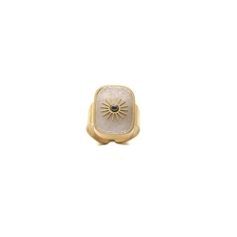 Stone sun white gold ring - Zag Bijoux