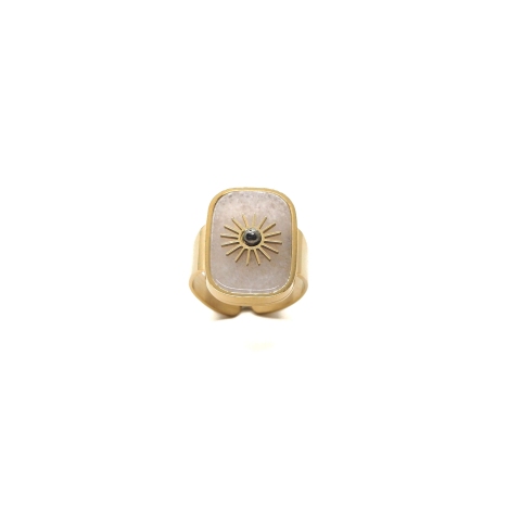Bague stone soleil agate blanche - Zag Bijoux