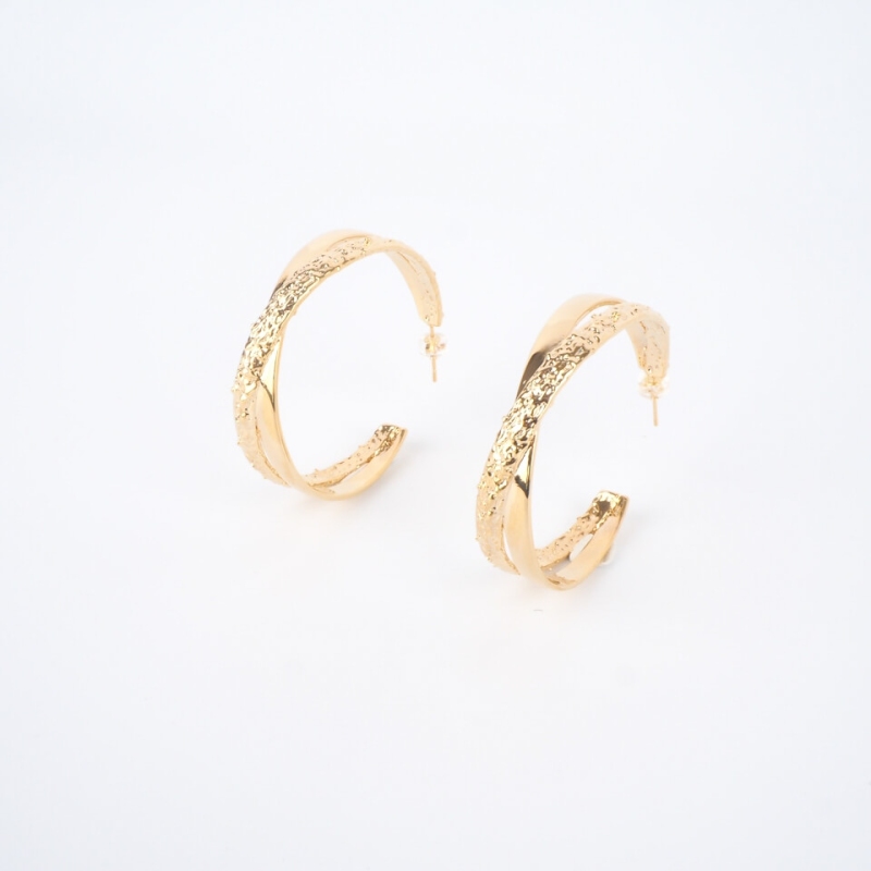 Boucles d'oreilles créoles Lola en acier or - Zag Bijoux