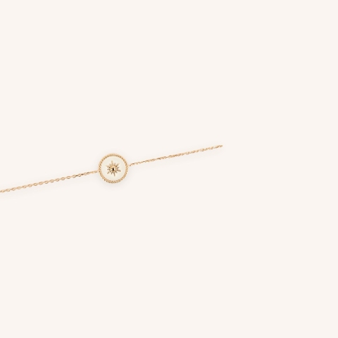 Gold white enamelled sun bracelet - Pomme Cannelle