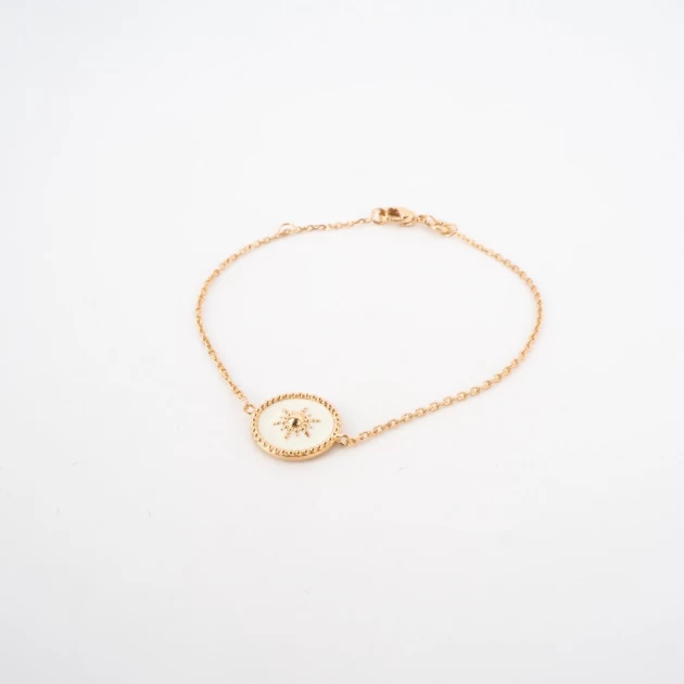 Gold white enamelled sun bracelet - Pomme Cannelle