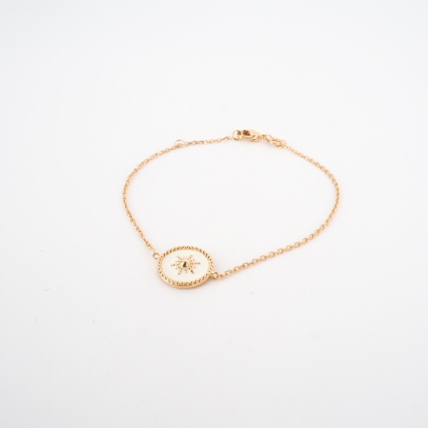 Bracelet soleil émaillé blanc plaqué or - Pomme Cannelle