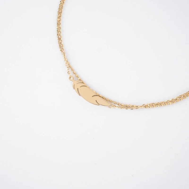 Feather gold anklet chain - Zag Bijoux