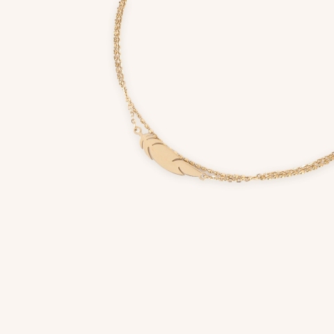 Feather gold anklet chain - Zag Bijoux