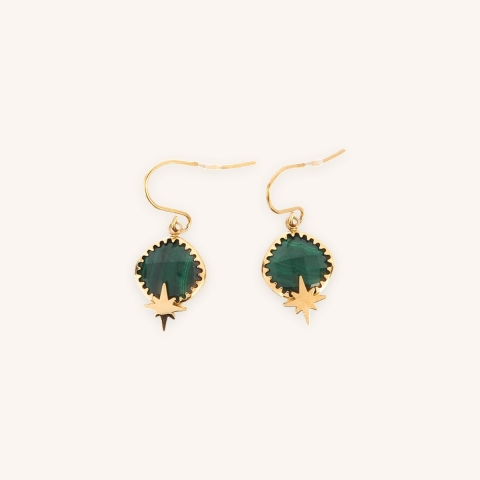 Boucles d'oreilles Horizon vertes en acier or - Zag Bijoux