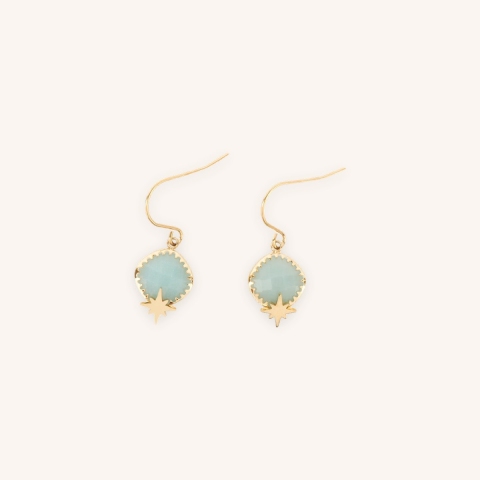 Boucles d'oreilles Horizon turquoise en acier or - Zag Bijoux