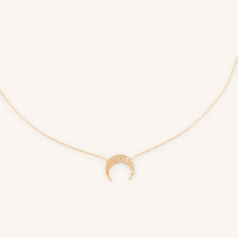 Brushed moon necklace in gold plated - Pomme Cannelle
