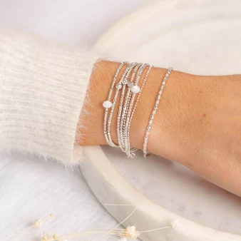 Iridescent white funny elastic bracelet - Doriane bijoux