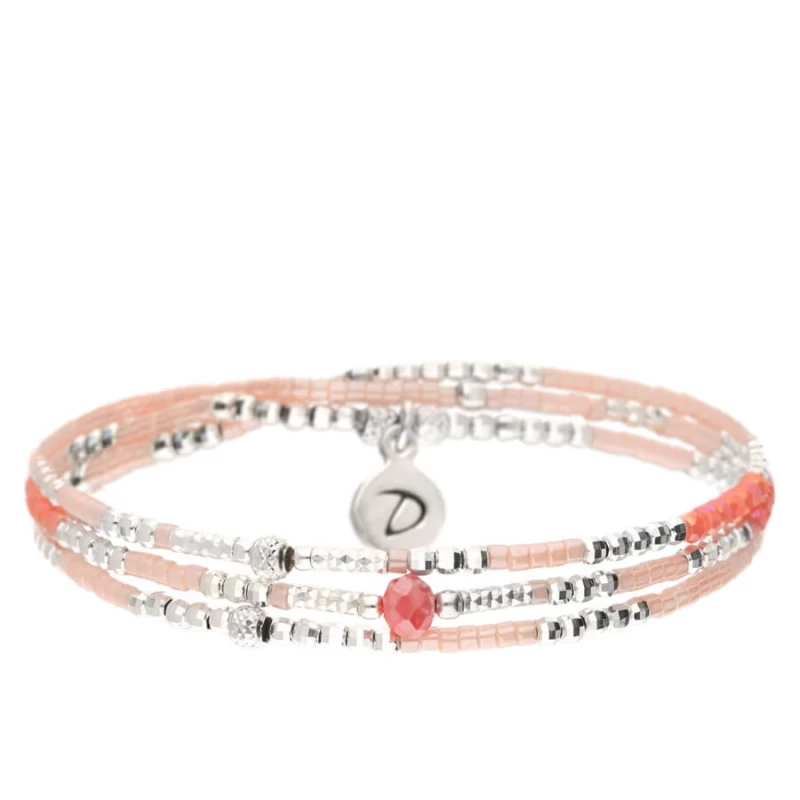 Spring 3 turns pink coral elastic bracelet - Doriane Bijoux