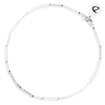 Bright white opaline elastic bracelet - Doriane Bijoux